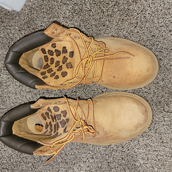 Timberland customized leopard boots 6.5men 8 women - Picture 1 of 5
